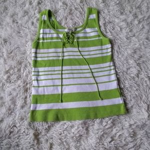 Y2k green and white tank top